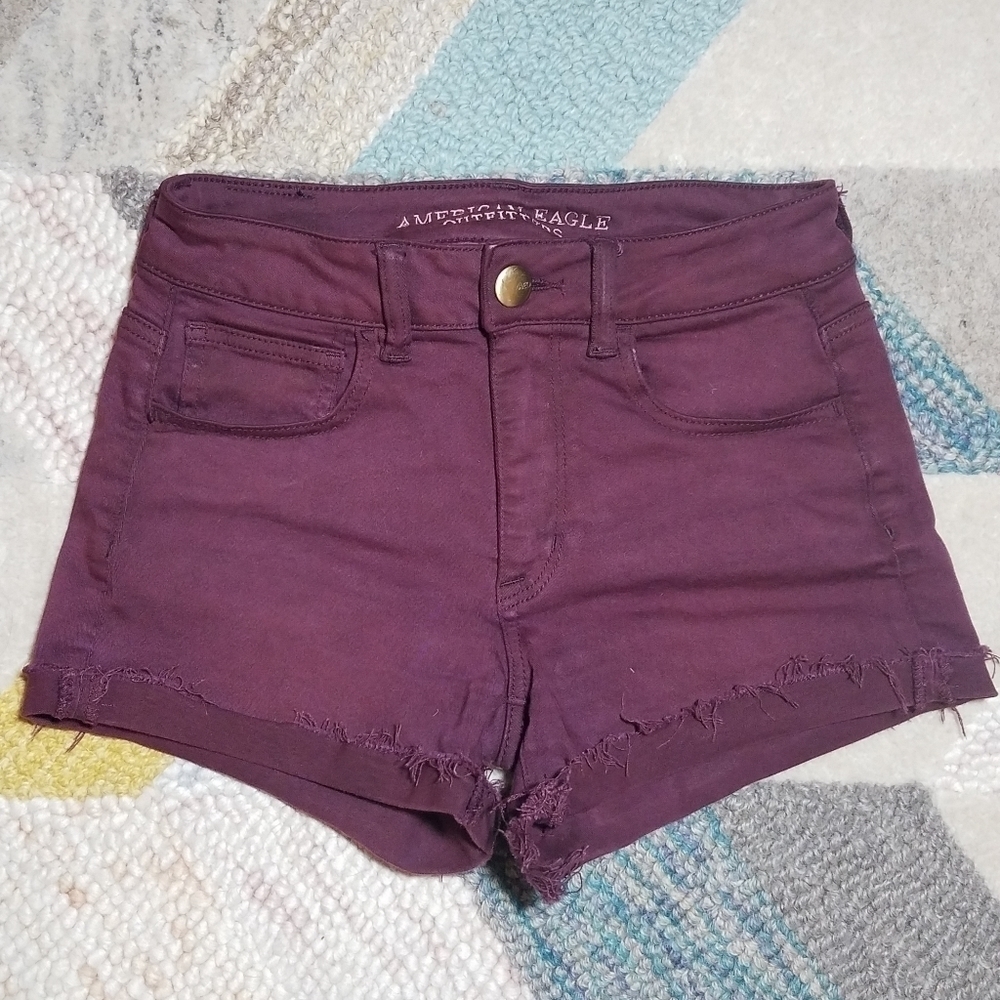American Eagle Maroon Jean Shorts 2